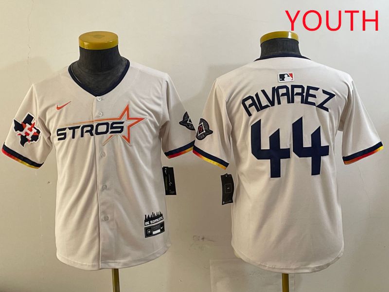 Youth Houston Astros #44 Alvarez Cream Three generations Joint Name 2025 Nike MLB Jersey style 4116->youth mlb jersey->Youth Jersey
